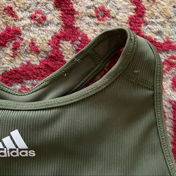 adidas Rib Long Sports Bra in Wild Pine - Picture 4 of 4
